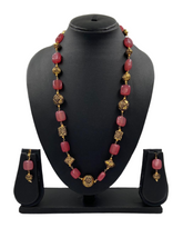 Designer Semi Precious Pink Jade Single Strand Beaded Necklace For Woman Beads Jewellery